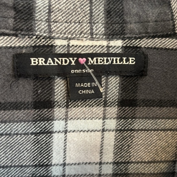 BRANDY MELVILLE GREY AND LIGHTBLUE FLANNEL SHIRT LONG SLEEVES SIZE SMALL - Picture 2 of 6